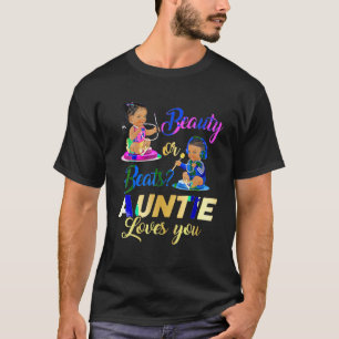Cute Beauty Or Beat Auntie Loves You Gender Reveal T-Shirt