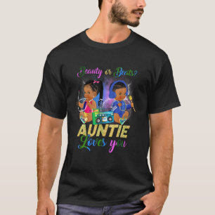 Cute Beauty Or Beat Auntie Loves You Gender Reveal T-Shirt