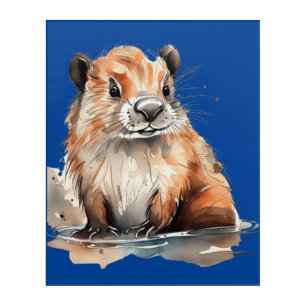 cute beaver Acrylic Wall Art
