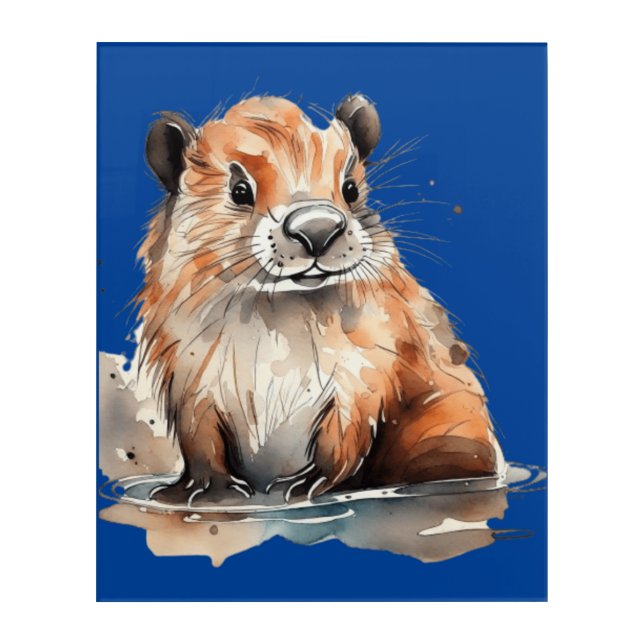 cute beaver Acrylic Wall Art (Front)