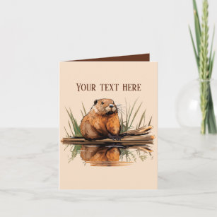 Cute beaver add text any purpose  card