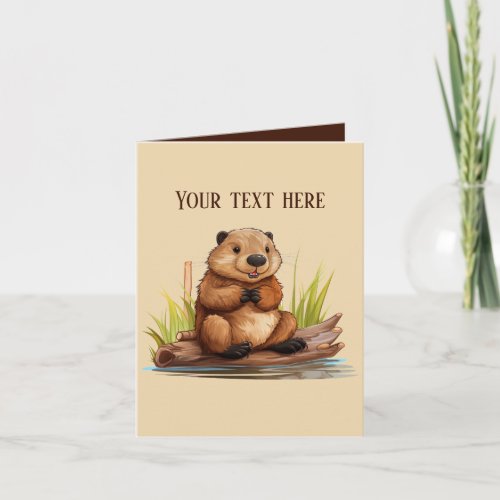 Cute beaver add text any purpose  card