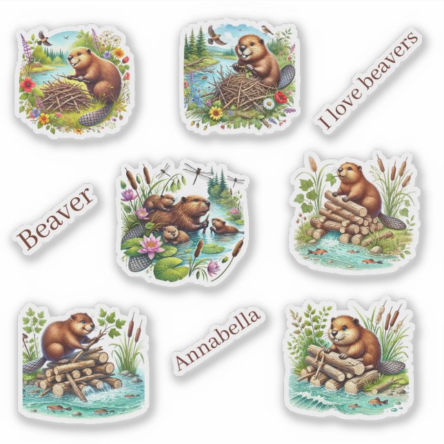 Cute beaver animal lovers  sticker (Front)