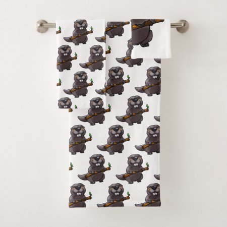 Cute Beaver Cartoon Bath Towel Set