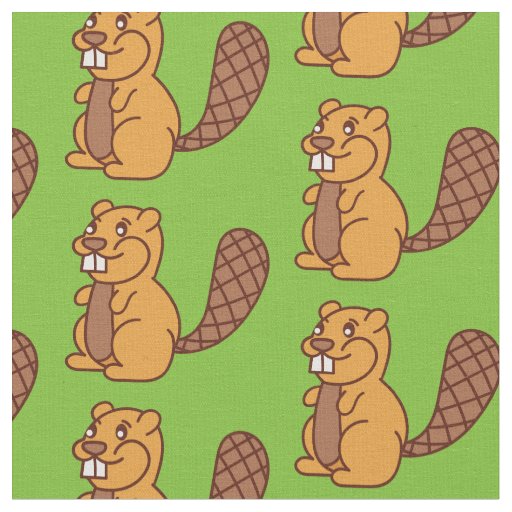 Cute Beaver Cartoon Kids Fabric