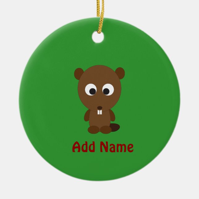 Cute Beaver Ceramic Ornament (Front)