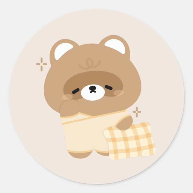 Cute Beaver Classic Round Sticker (Front)