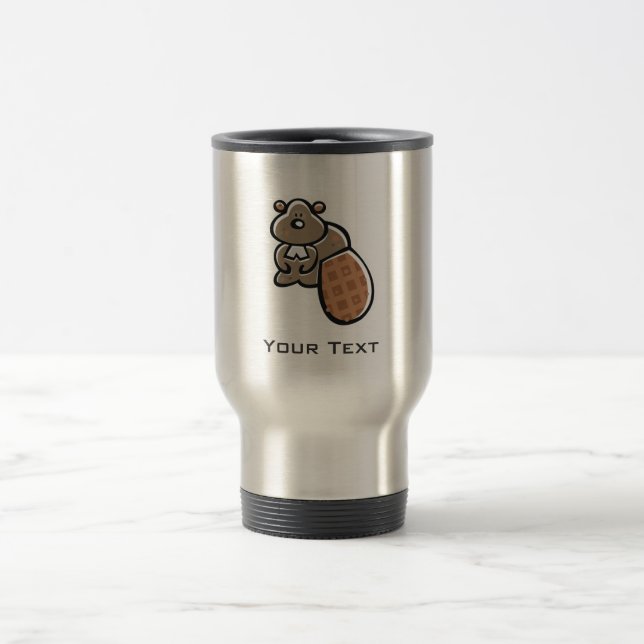 Cute Beaver; Cool Travel Mug (Center)