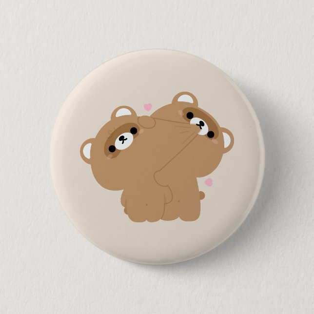 Cute Beaver Couple Button (Front)