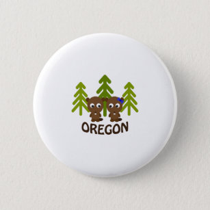 Cute Beaver Couple Oregon Button