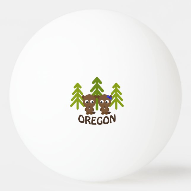 Cute Beaver Couple Oregon Ping-Pong Ball (Front)