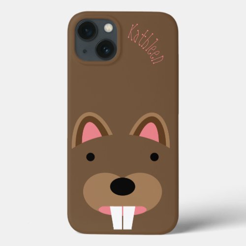 Cute Beaver Face Customizable iPhone 13 Case