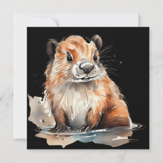 Cute beaver Flat Card