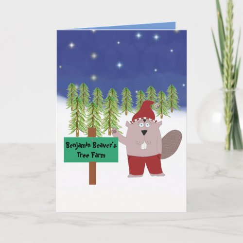 Cute Beaver Holiday Card
