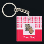 Cute Beaver Keychain<br><div class="desc">You will love this cute pink polka dot cute cartoon beaver beavers animal brown design. Great for gifts! Available on tee shirts, smart phone cases, mousepads, keychains, posters, cards, electronic covers, computer laptop / notebook sleeves, caps, mugs, and more! Visit our site for a custom gift case for Samsung Galaxy...</div>