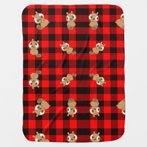 Cute Beaver on Flannel Baby Blanket