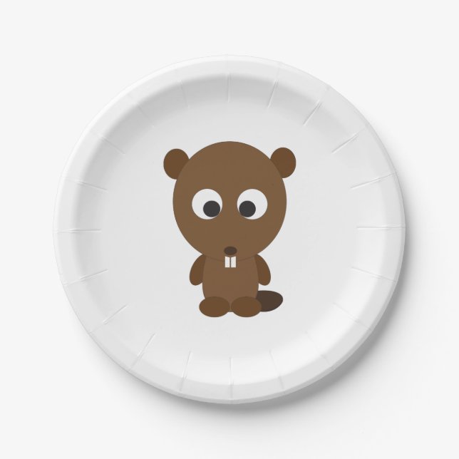 Cute Beaver Paper Plates (Front)