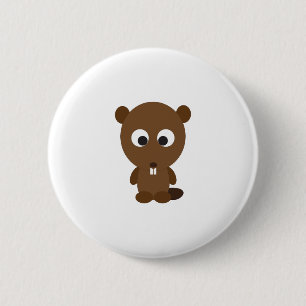 Cute Beaver Pinback Button