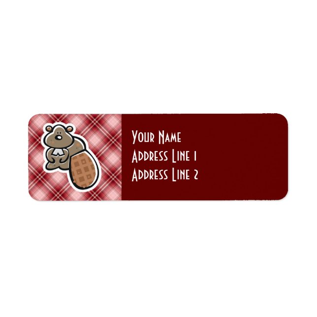 Cute Beaver; Red Plaid Label (Front)