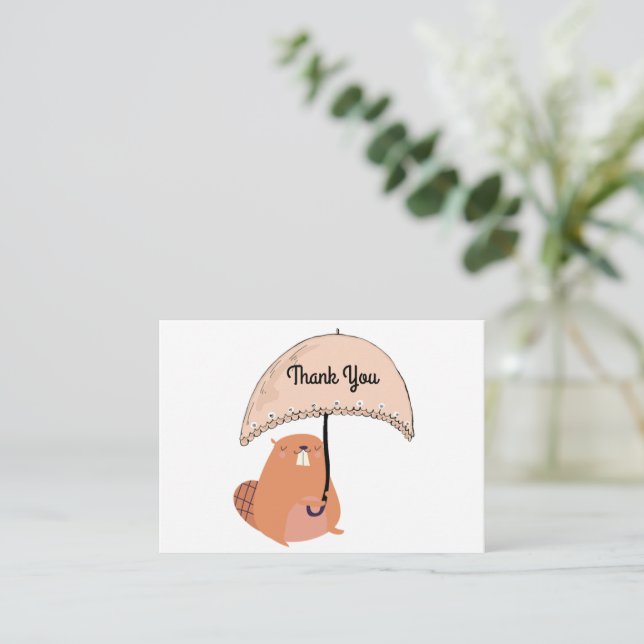 Cute Beaver Thank You Note Card (Standing Front)