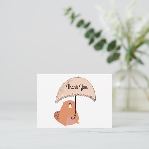 Cute Beaver Thank You Note Card