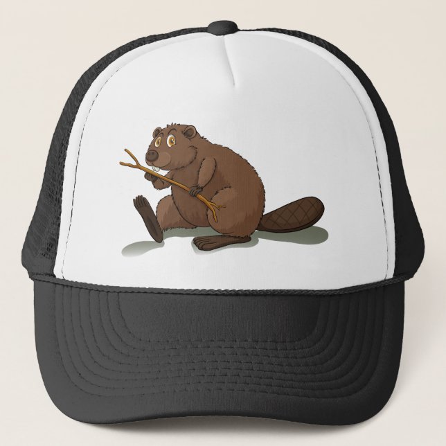 Cute beaver trucker hat (Front)