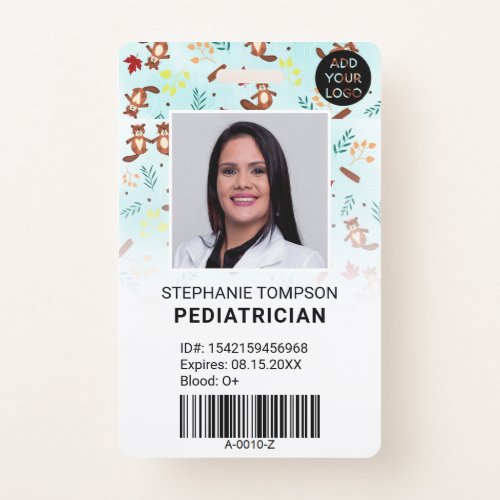 Cute beavers pediatrician photo logo code badge