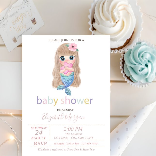 Cute Beby Mermaid Baby Shower Invitation (Creator Uploaded)