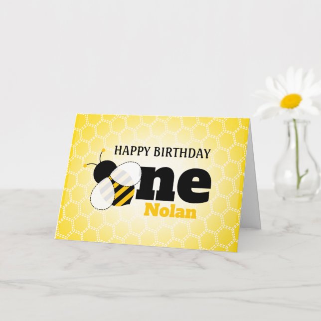 Cute Bee 1st Birthday Card (Small Plant)