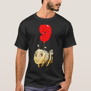 Cute Bee  9th Birthday  Kids Balloon Party T-Shirt