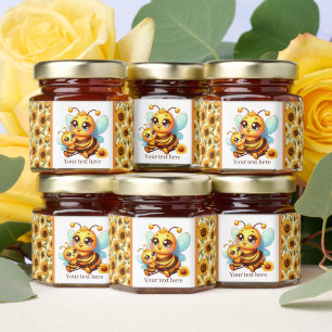 Cute bee add text baby shower honey jar favors