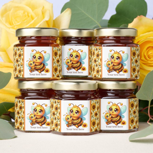 Cute bee add text baby shower  honey jar favors (Insitu)