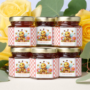 Cute bee add text baby shower honey jar favors