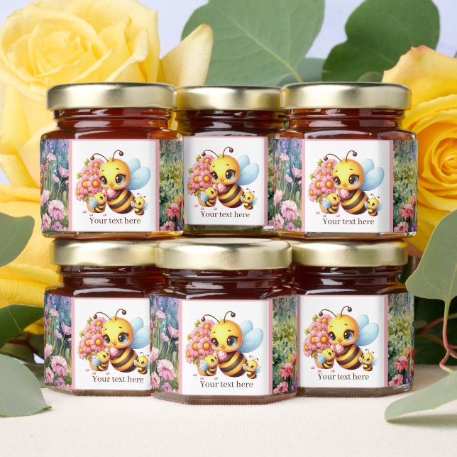 Cute bee add text baby shower  honey jar favors (Insitu)