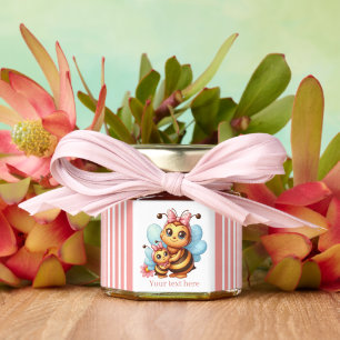 Cute bee add text baby shower honey jar favors