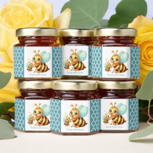 Cute bee add text baby shower honey jar favors