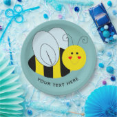 Cute Bee Add Text | Blue Paper Plates (Party)