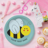 Cute Bee Add Text | Blue Paper Plates (Party)