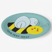 Cute Bee Add Text | Blue Paper Plates (Angled)