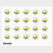 Cute Bee Add Text Classic Round Sticker (Sheet)