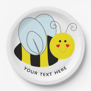 Cute Bee Add Text Paper Plates