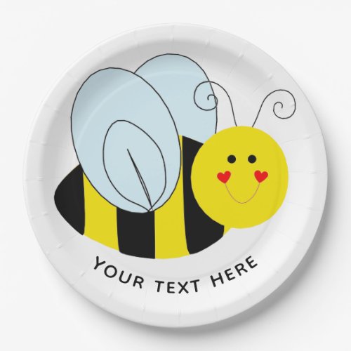 Cute Bee Add Text Paper Plates