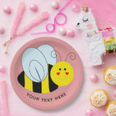 Cute Bee Add Text | Pink Paper Plates (Party)