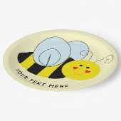 Cute Bee Add Text | Yellow Paper Plates (Angled)