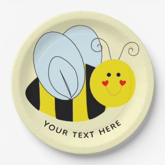 Cute Bee Add Text | Yellow Paper Plates