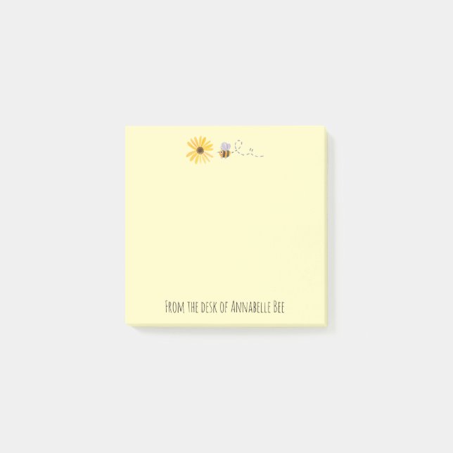 Cute Bee and Daisy Personalize Post-it Note (Front)