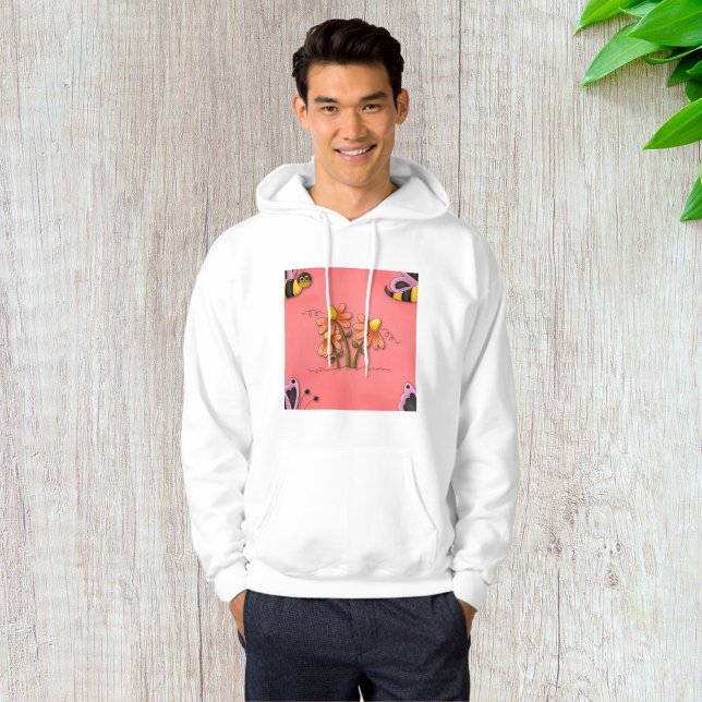 Cute Bee and Flower Pink Spring Garden  Hoodie (Creator Uploaded)