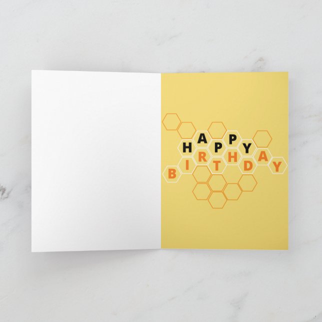 Cute Bee and Honeycomb Birthday Card (Inside)