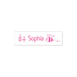 Cute Bee and Plants Kids Personalized Name Pocket Stamp