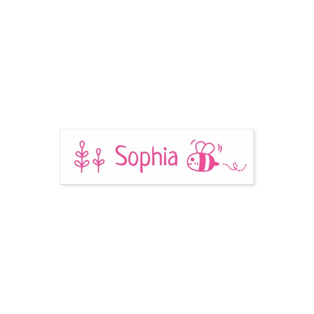 Cute Bee and Plants Kids Personalized Name Pocket Stamp (Design)